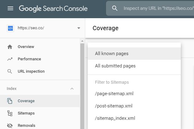 Google Search Console - Coverage Report