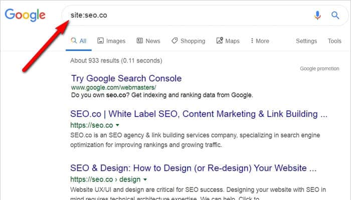Find indexed pages in Google