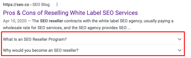 rich snippets example SEO