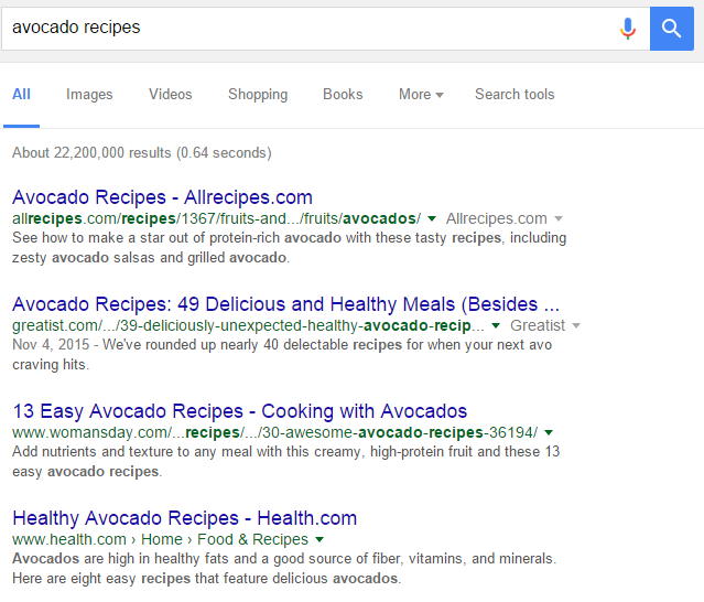 search query avocado recipes