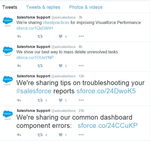 Salesforce Support Tweets