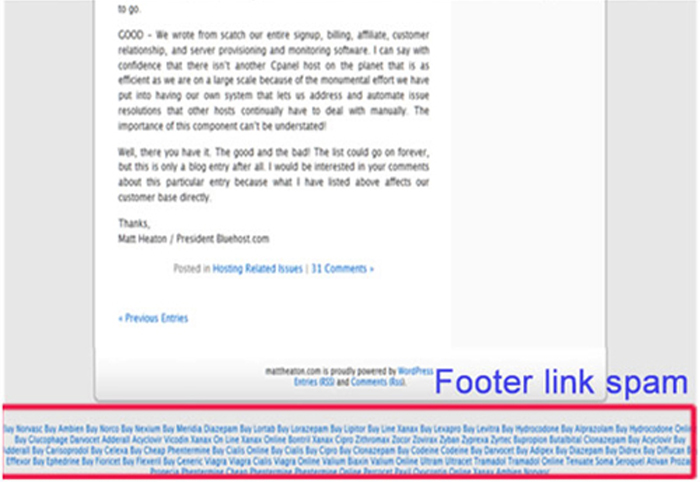 Footer Link Spam