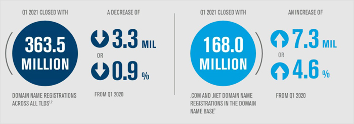Total Domain Name Registrations 2021 or cases involving domain theft and domain name registry