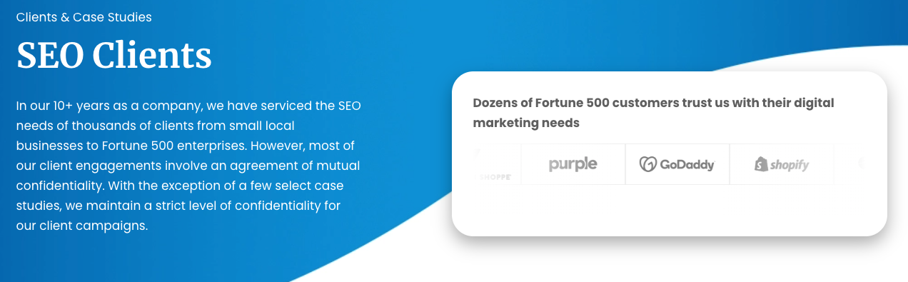 showcase SEO clients