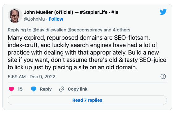 John Mueller on redirecting old domains to a new site.